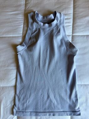 Athleta Ribbed Mock Neck Tank - Light Blue